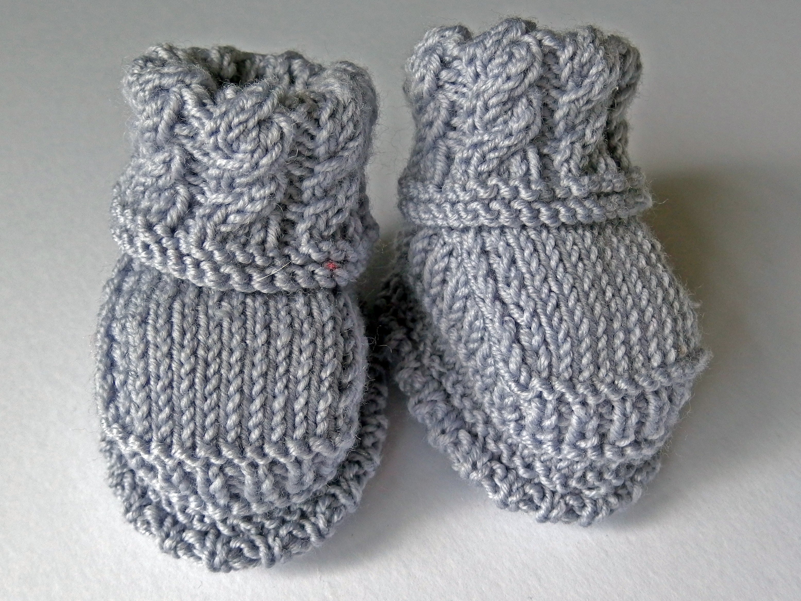 Baby Booties - made using 100% baby merino wool: pale grey