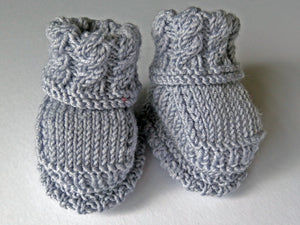 Baby Booties - made using 100% baby merino wool: pale grey