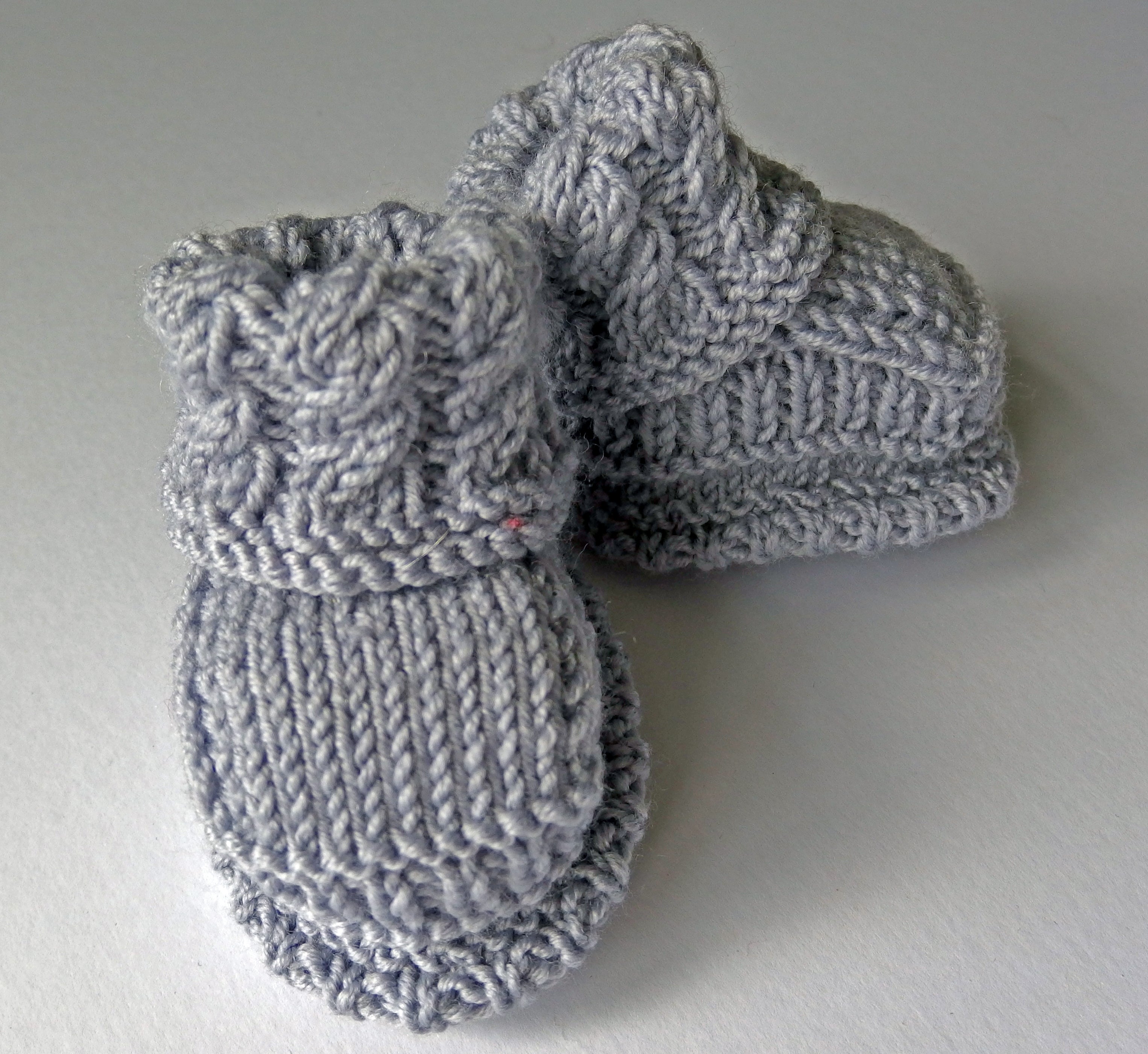 Baby Booties - made using 100% baby merino wool: pale grey