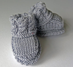 Baby Booties - made using 100% baby merino wool: pale grey