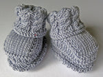 Baby Booties - made using 100% baby merino wool: pale grey