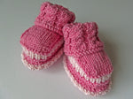 Baby Booties - made using 100% baby merino wool: pink & white