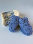 Baby Booties & Beanie set - Blue & Vanilla