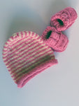 Baby Booties & Beanie set - Pink & Vanilla