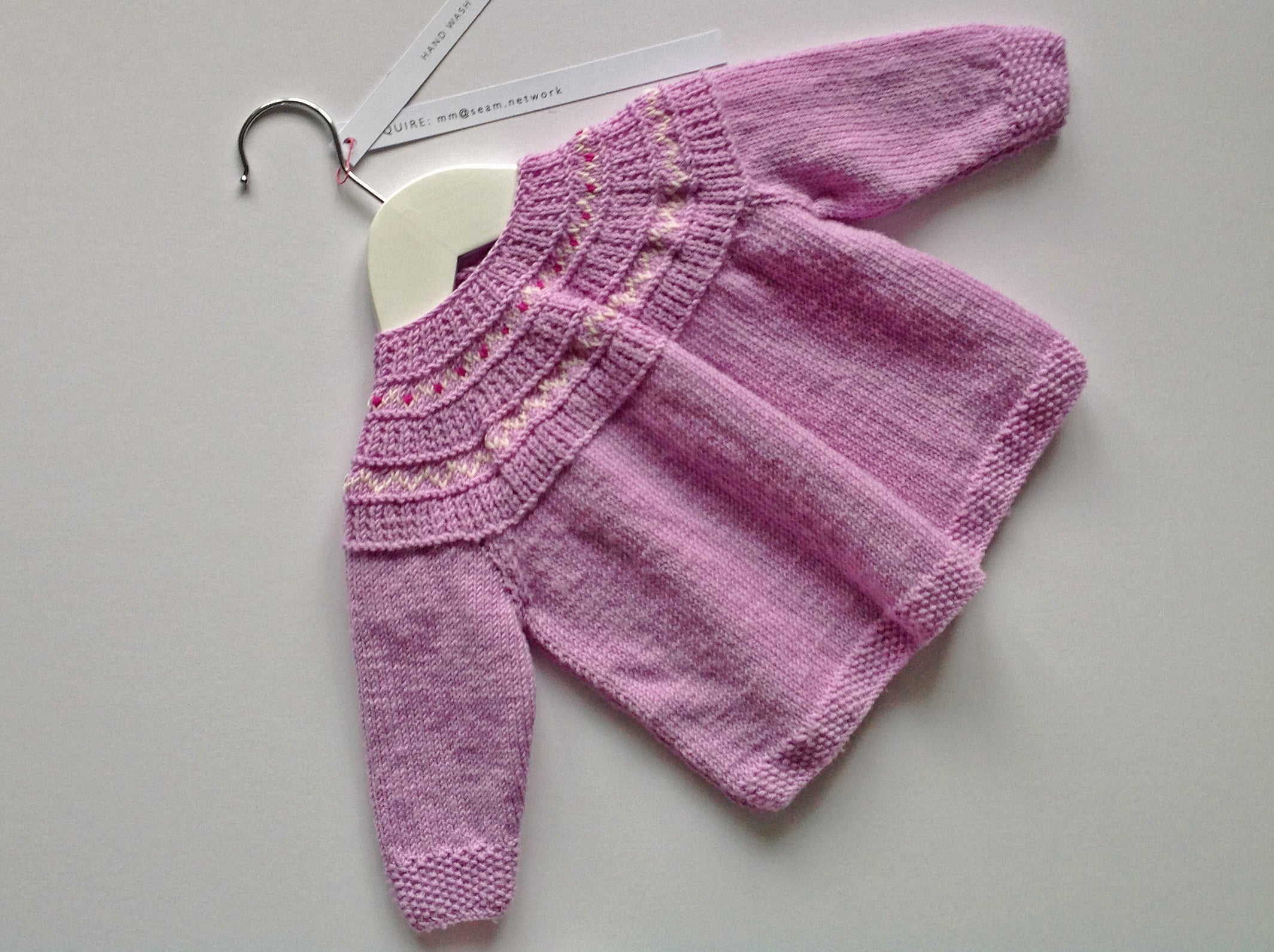 Fairisle yoke cardigan - 100% Baby Alpaca - Lilac