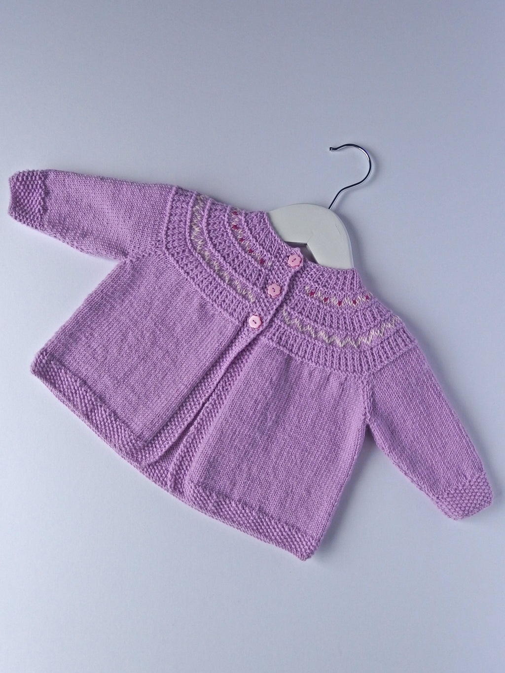 Fairisle yoke cardigan - 100% Baby Alpaca - Fuchsia