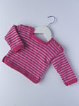 Baby Jumper - 100% Baby Alpaca - Fuchsia & pink stripes