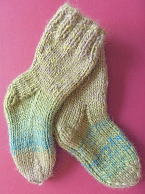 Baby Socks - 80% Wool 20% Silk: Autumn Shades of green