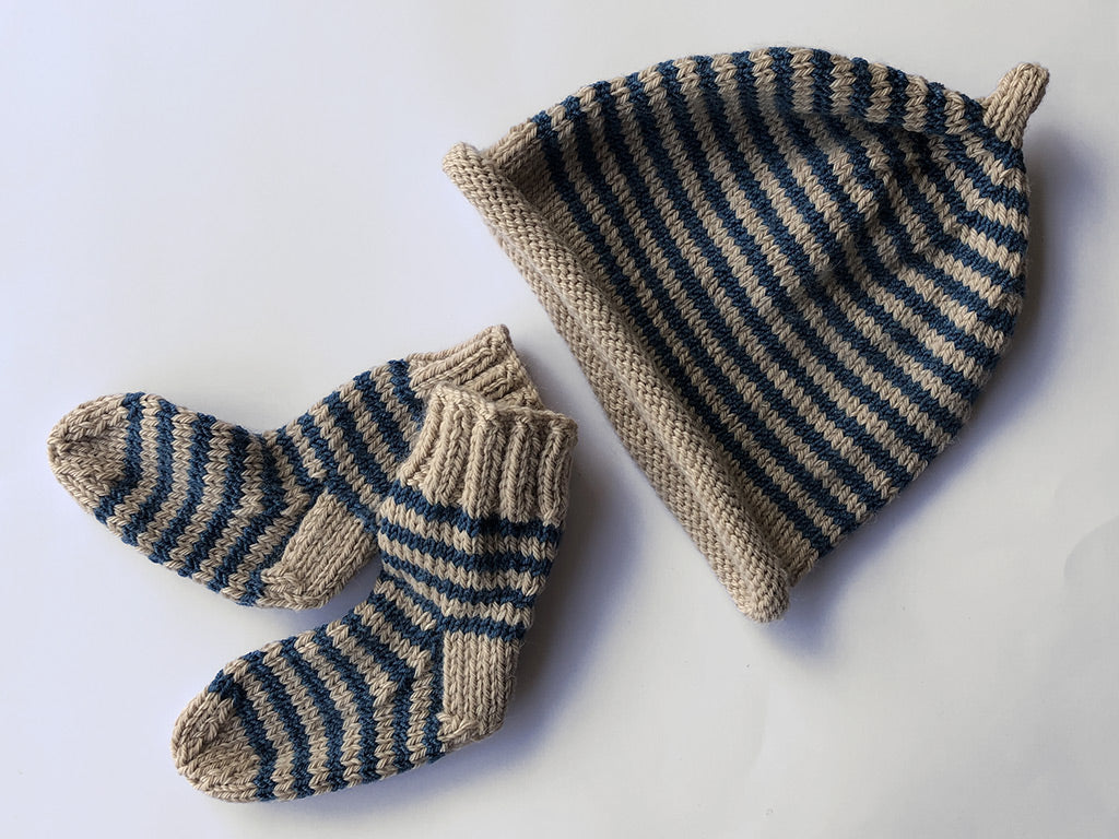 Baby Socks & Beanie Set: Petrol Blue/Fudge