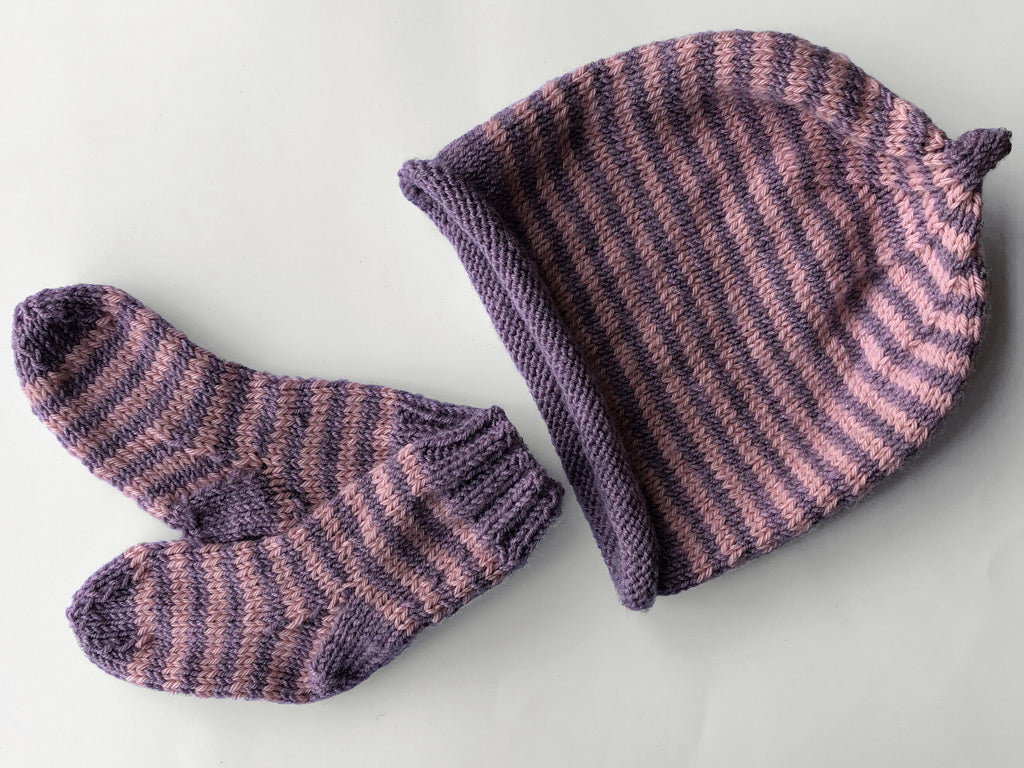 Baby Socks & Beanie Set: Pink/Purple