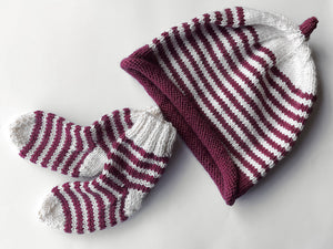 Baby Socks & Beanie Set: Petrol Raspberry/Vanilla