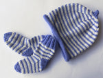 Baby Socks & Beanie Set: Summer Sky Blue/White