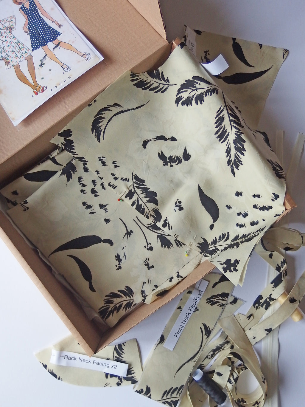 Vintage Dress-making Kit: Leaf Print Dress