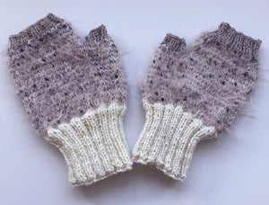 Fingerless Gloves: Merino & Fluffy Mohair Silk