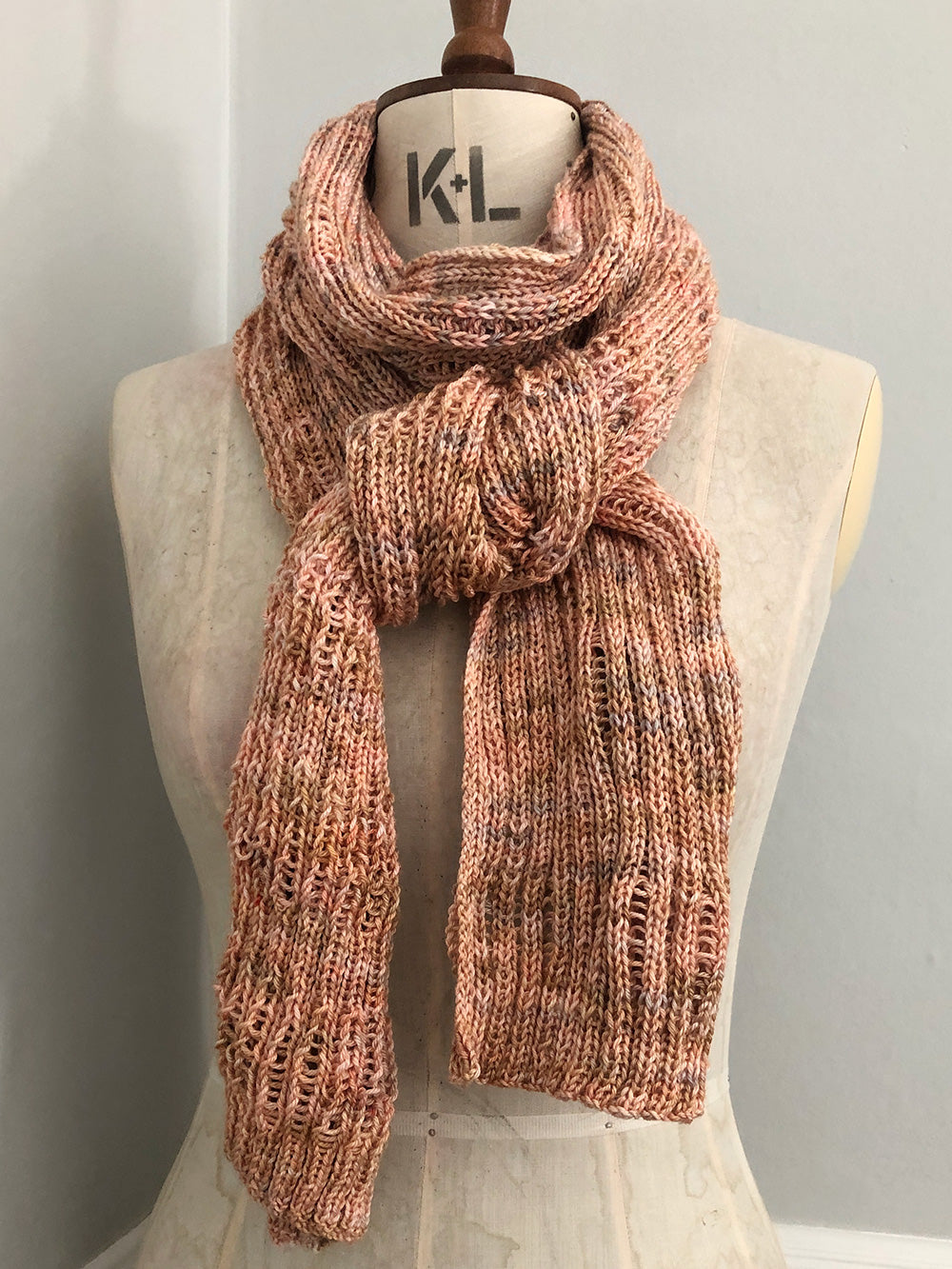 Soft hand-dyed wool and silk scarf in soft tones of brown and orange
