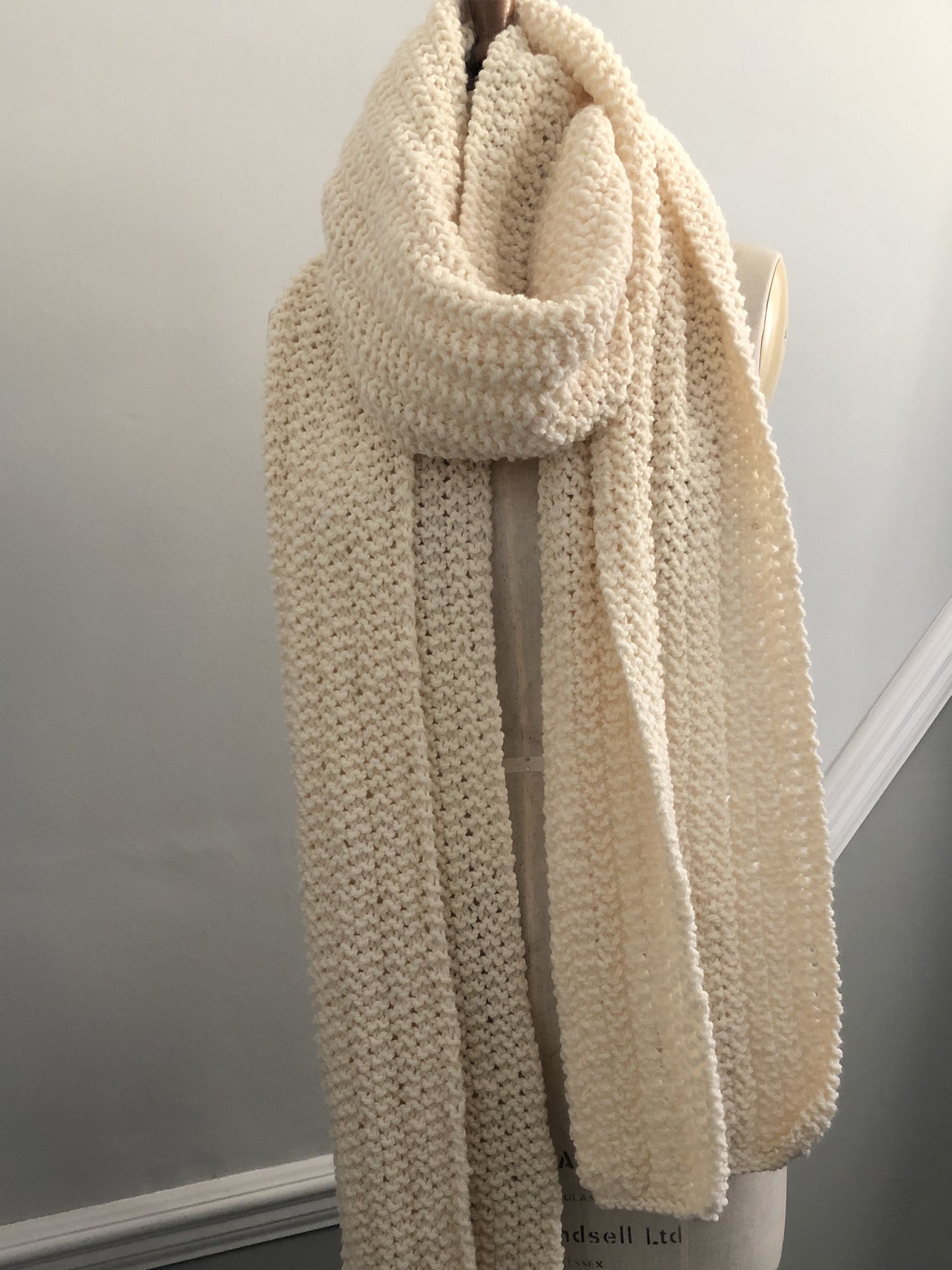 Extraordinarily soft 100% British Merino Wool Scarf in Butter cream