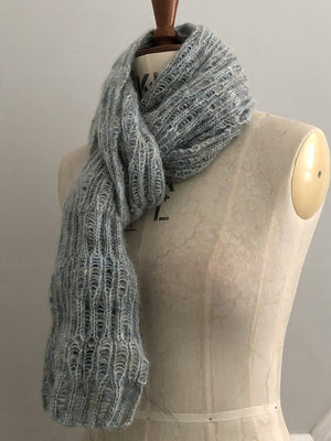 Merino silk & lace-weight baby alpaca scarf in ocean blue