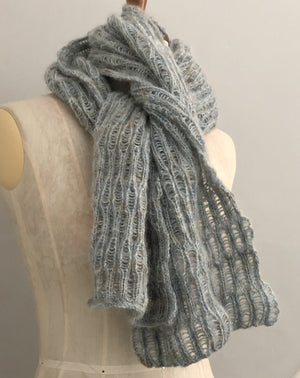 Merino silk & lace-weight baby alpaca scarf in ocean blue