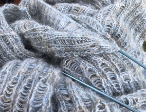 Merino silk & lace-weight baby alpaca scarf in ocean blue