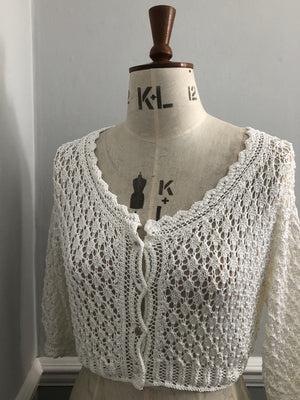 Lace-knit crop cardigan