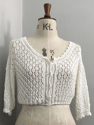 Lace-knit crop cardigan