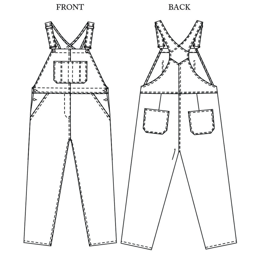Merchant & Mills Harlene dungarees line drawing