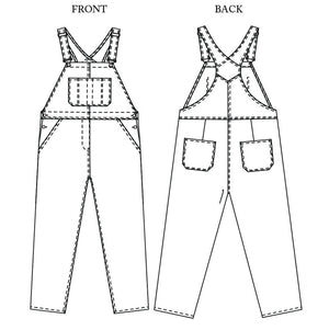 Merchant & Mills Harlene dungarees line drawing