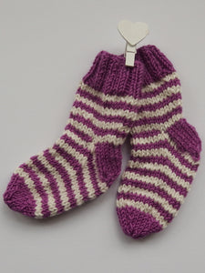 Baby Socks - made using 100% baby merino wool: dark pink & vanilla