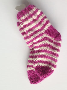 Stripy baby socks. Handmade by Grandma in Devon using soft 100% British baby Merino Wool.