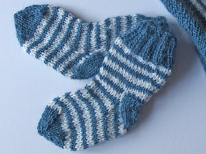 Baby Socks & Beanie Hat - Petrol Blue & Vanilla