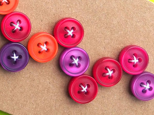 Vintage Buttons: reds, purples, oranges