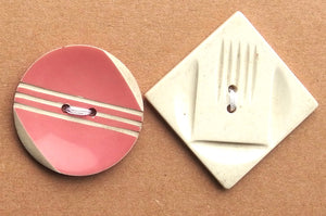 Vintage Buttons: pink & white bakelite