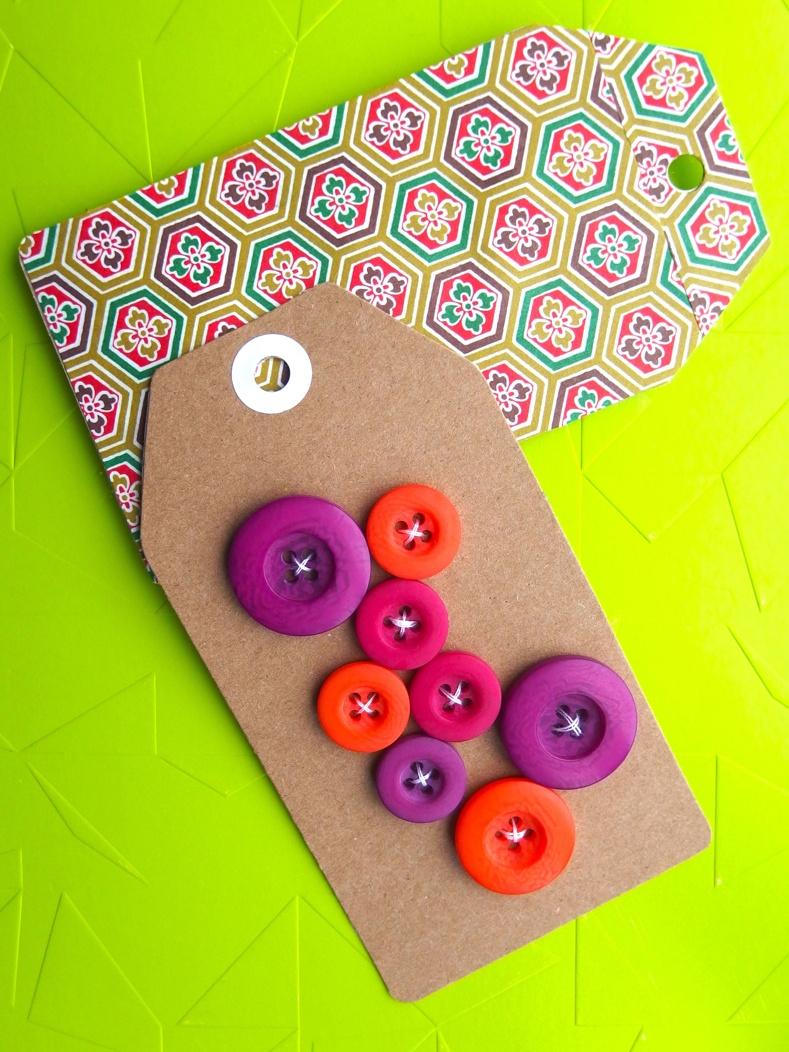 Vintage Buttons: red, orange & purple