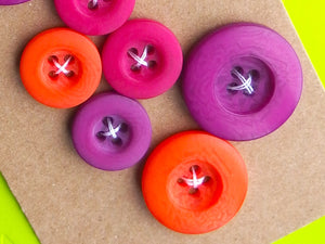Vintage Buttons: red, orange & purple