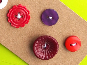 Vintage Buttons: red, magenta & purple
