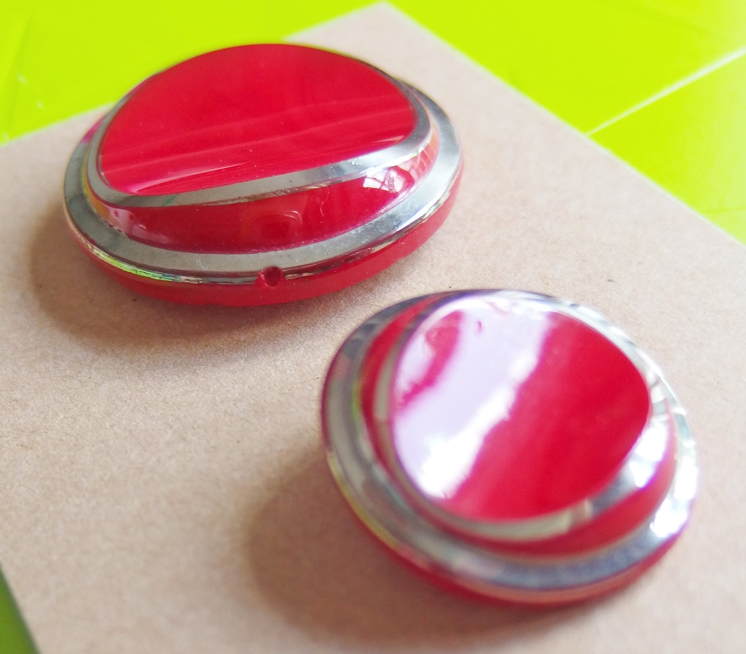 Vintage Buttons: Red and Silver