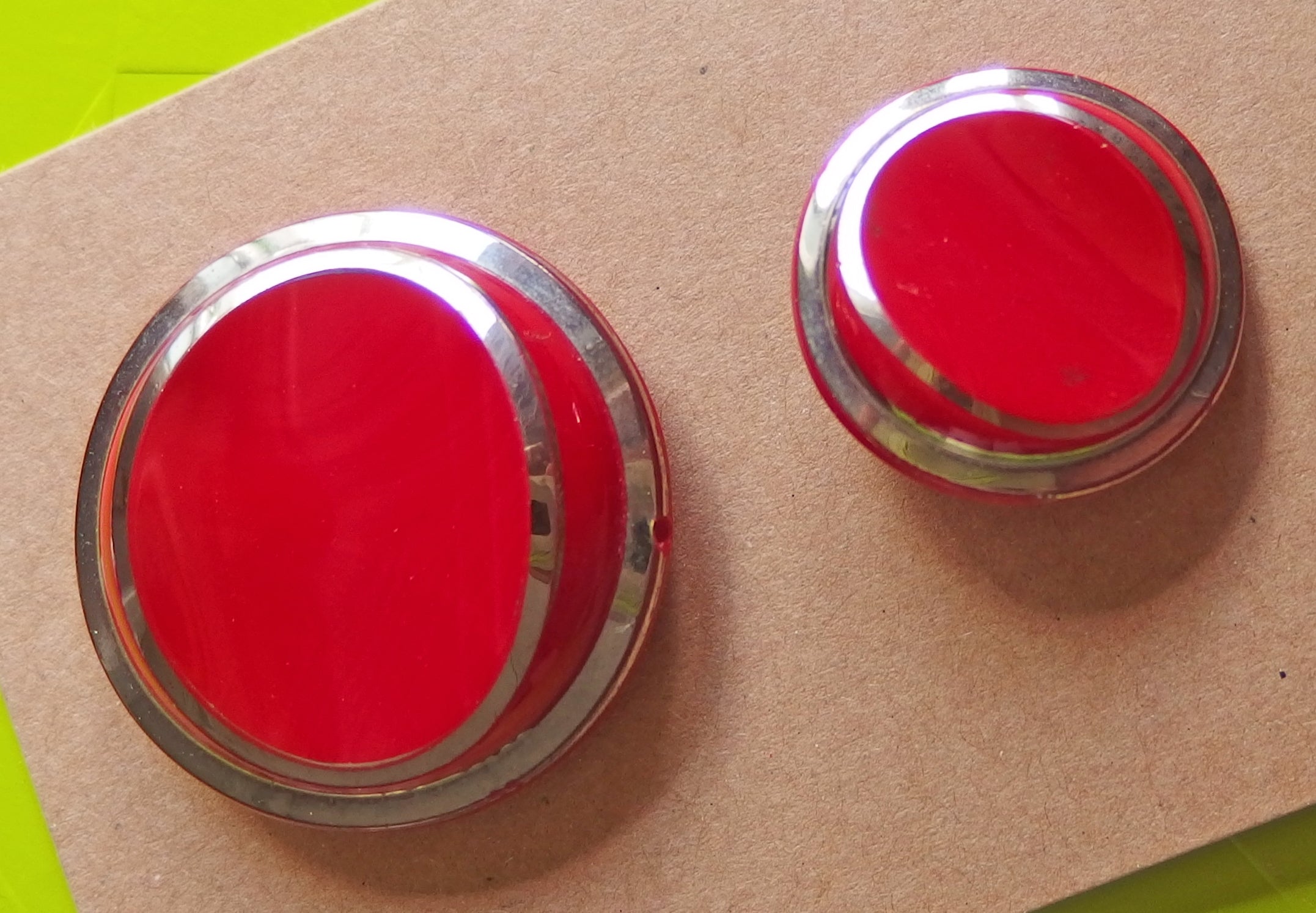Vintage Buttons: Red and Silver