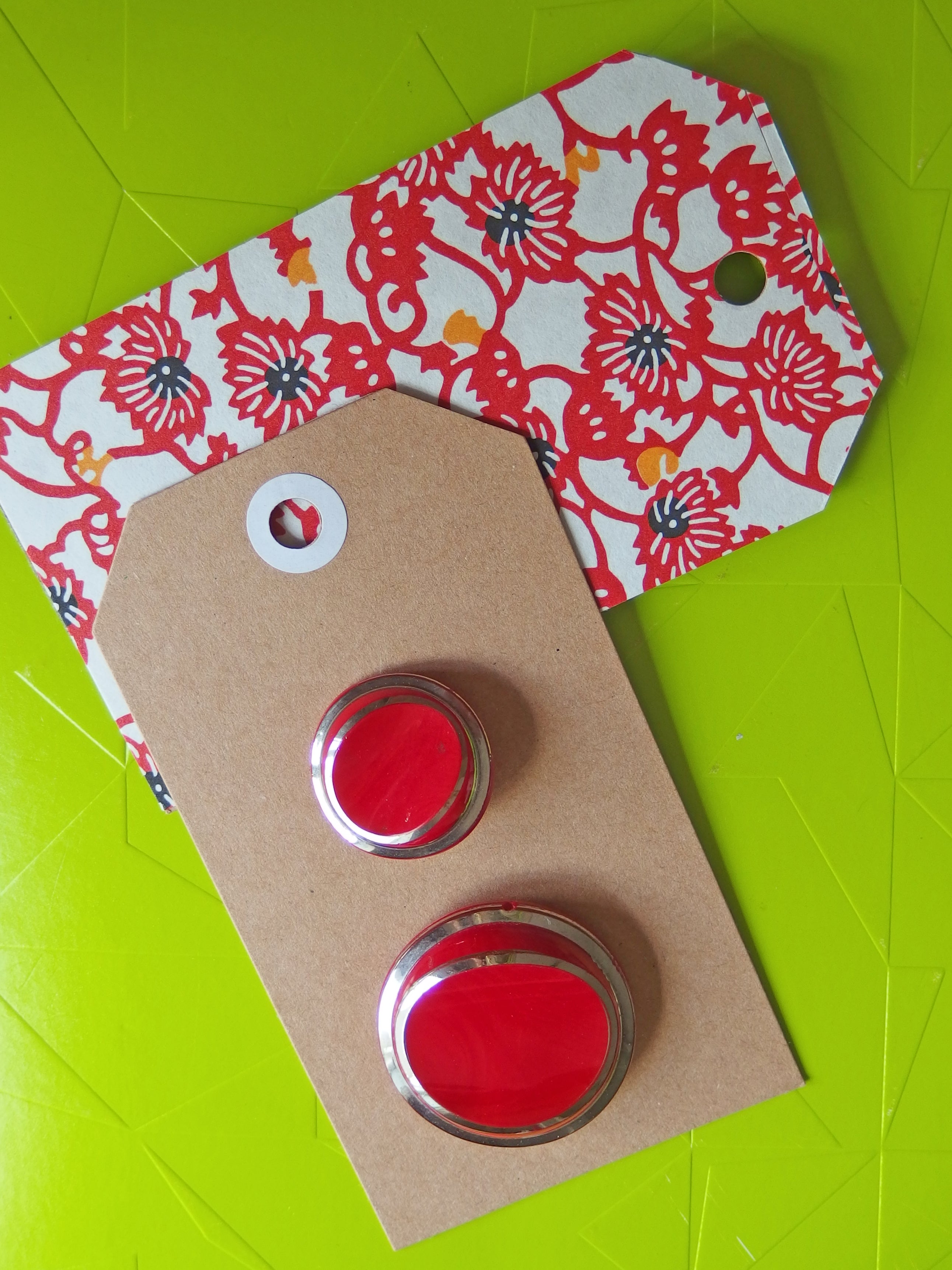 Vintage Buttons: Red and Silver