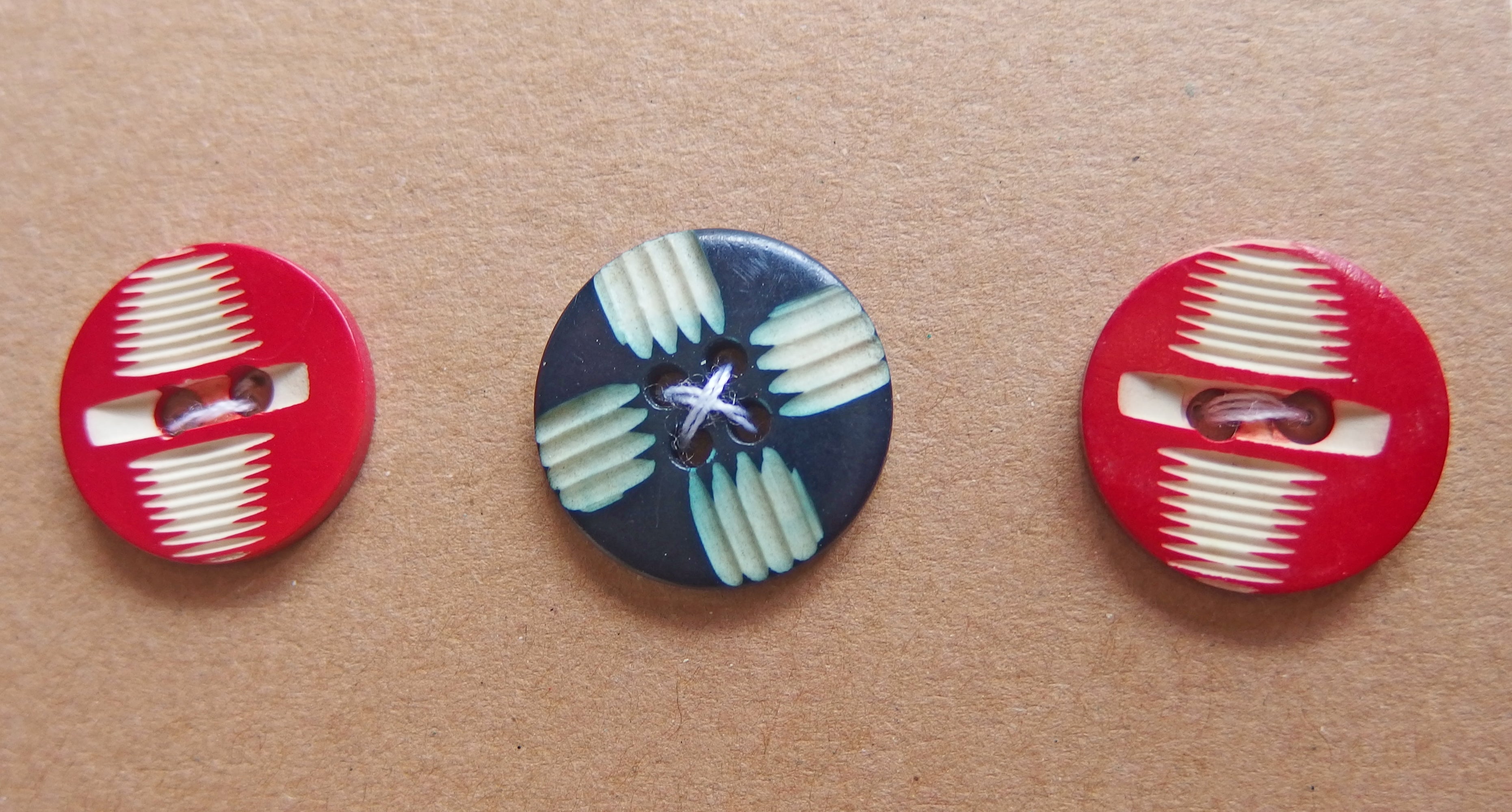 Vintage Buttons: Red, Blue and White