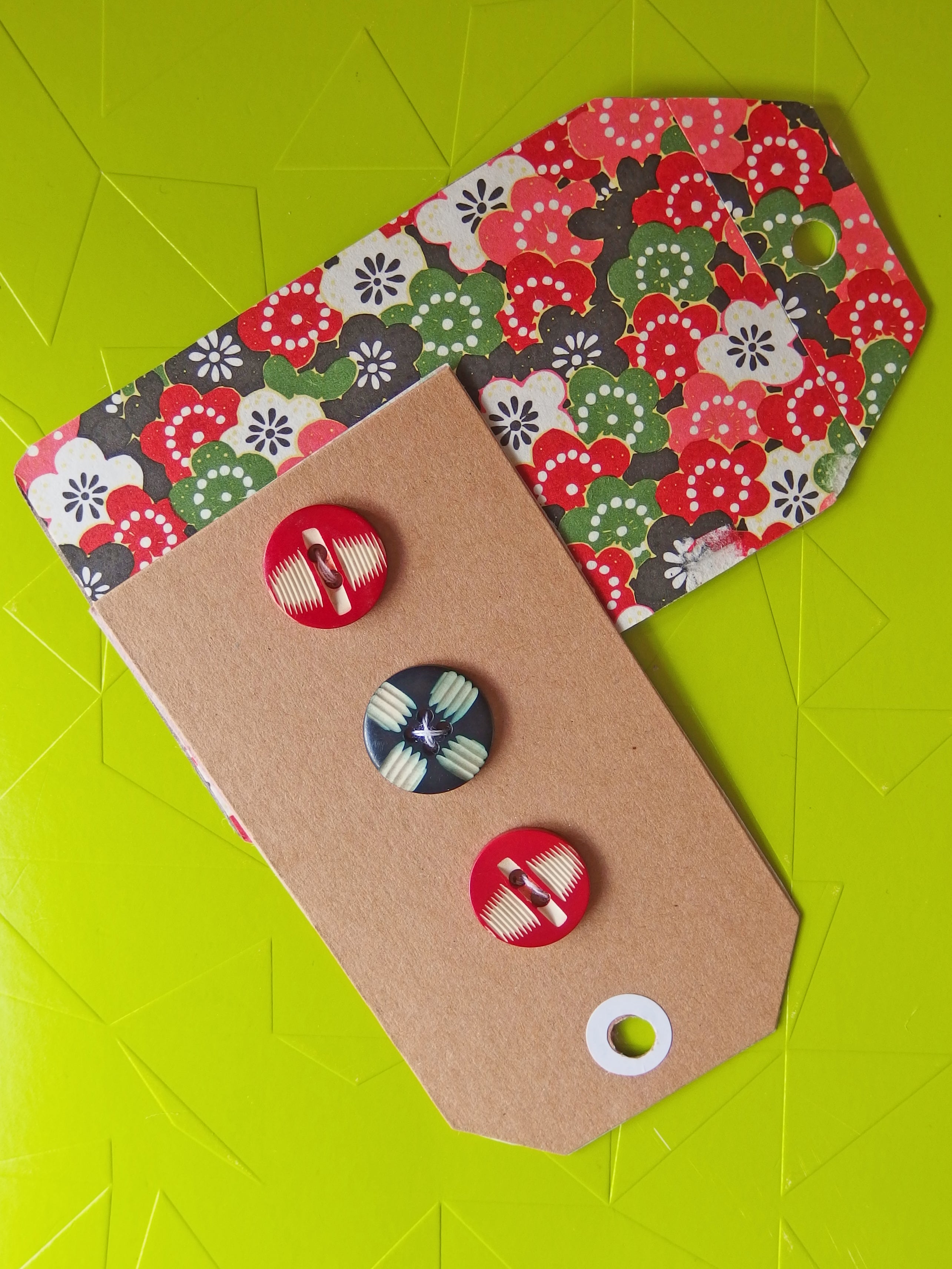 Vintage Buttons: Red, Blue and White