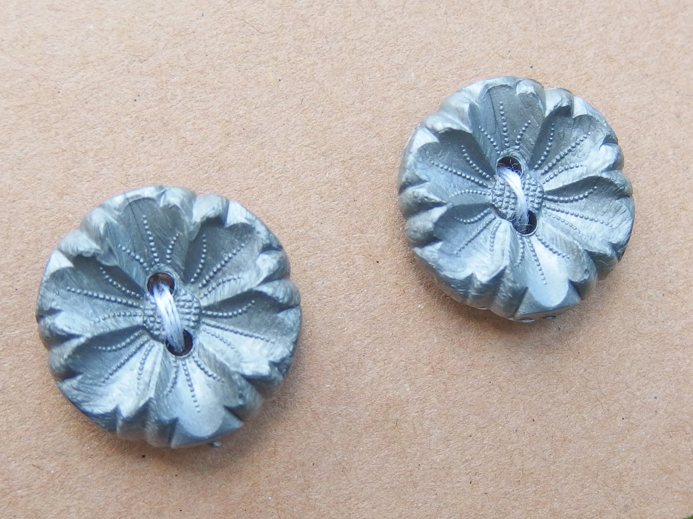 Vintage Buttons: Silver grey