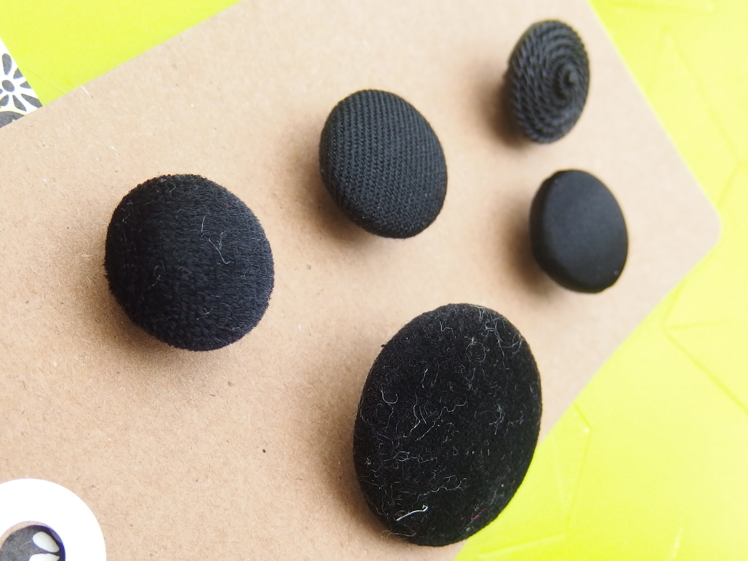Vintage Buttons: Black velvet & silk