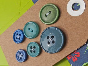Vintage Buttons: Blue and Green