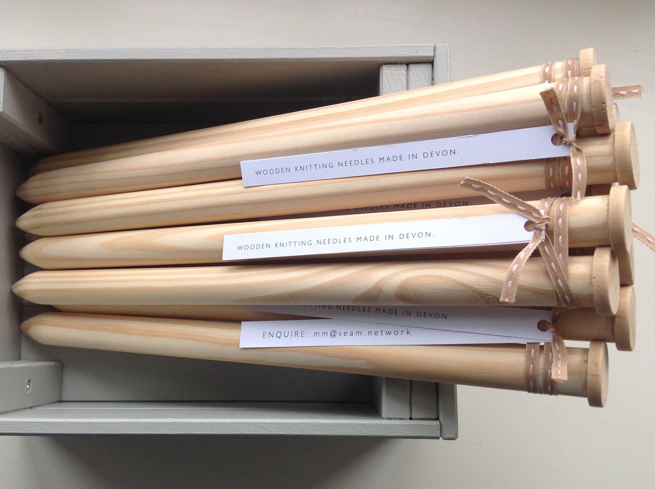 Oversize handmade wooden knitting needles