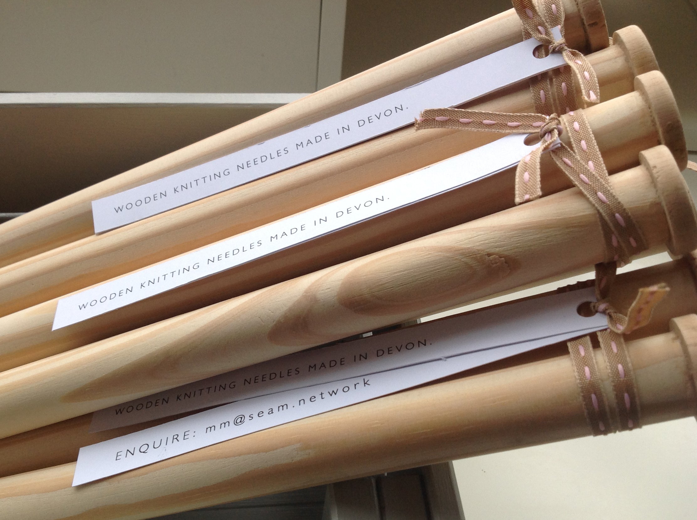 Oversize handmade wooden knitting needles